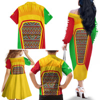 Mali Landmarks Family Matching Off The Shoulder Long Sleeve Dress and Hawaiian Shirt Cultural Patterns & Famous Tourist Destinations