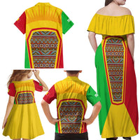 Mali Landmarks Family Matching Off Shoulder Maxi Dress and Hawaiian Shirt Cultural Patterns & Famous Tourist Destinations