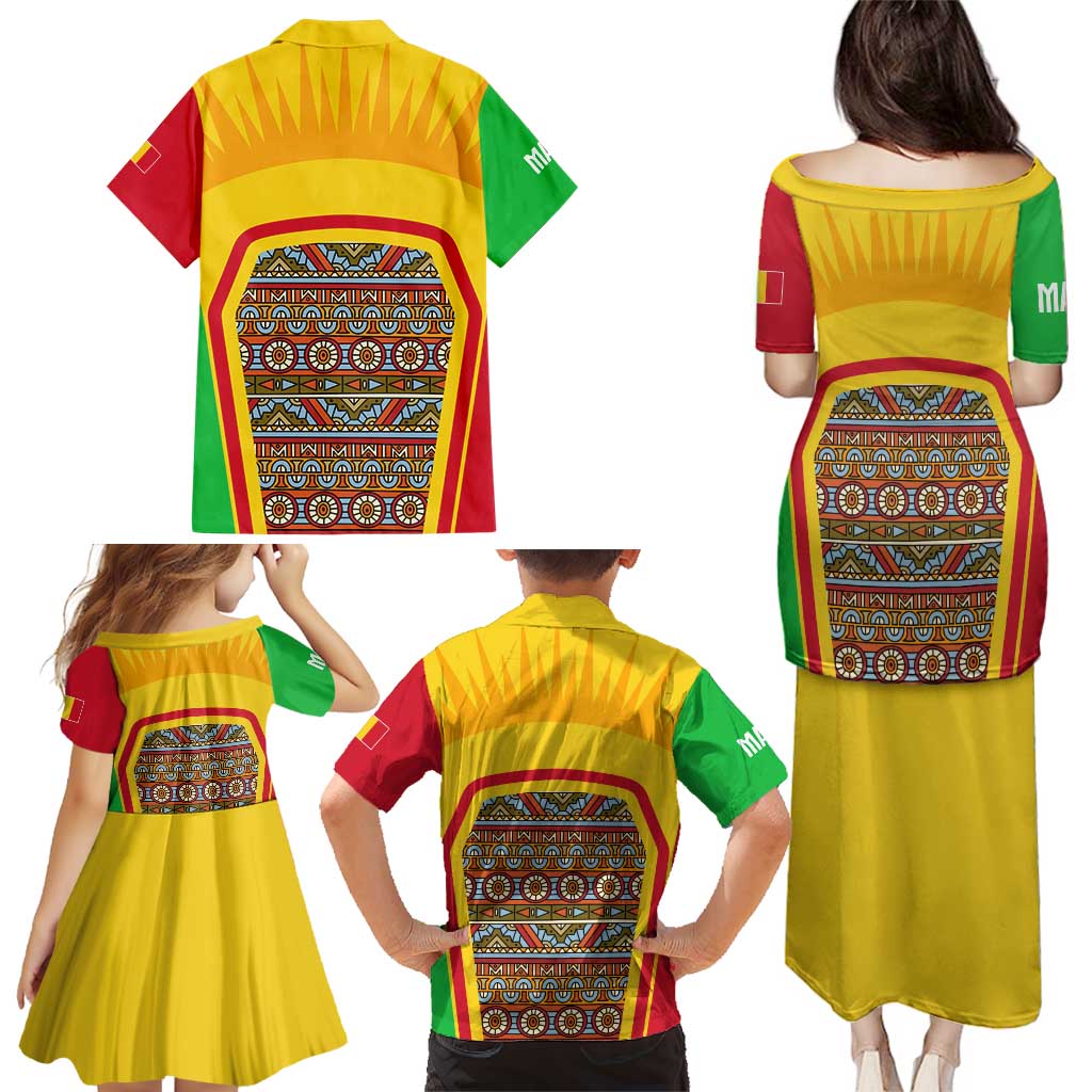 Mali Landmarks Family Matching Puletasi and Hawaiian Shirt Cultural Patterns & Famous Tourist Destinations