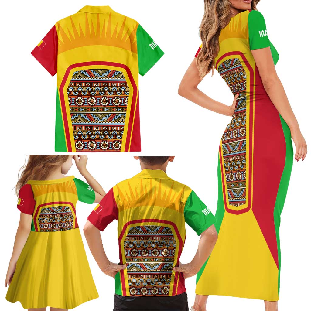 Mali Landmarks Family Matching Short Sleeve Bodycon Dress and Hawaiian Shirt Cultural Patterns & Famous Tourist Destinations