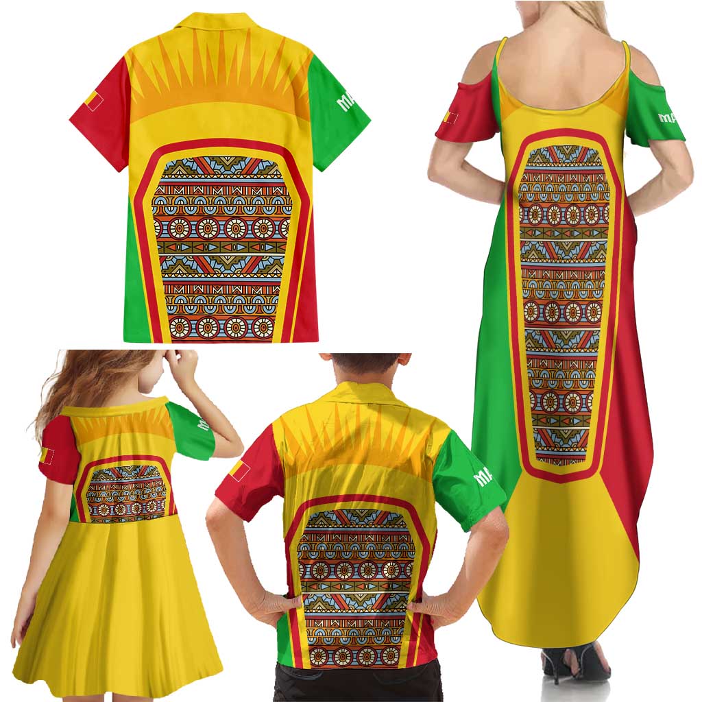Mali Landmarks Family Matching Summer Maxi Dress and Hawaiian Shirt Cultural Patterns & Famous Tourist Destinations