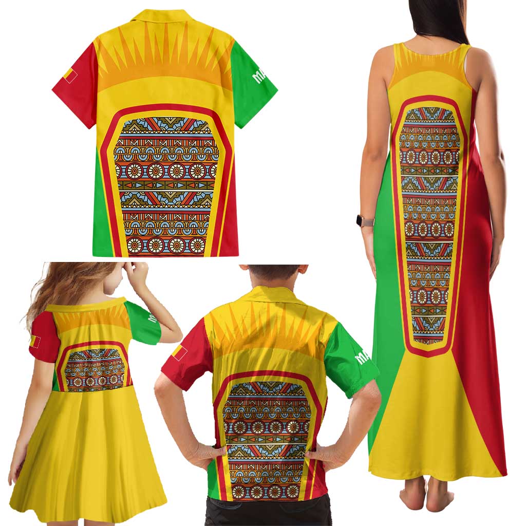 Mali Landmarks Family Matching Tank Maxi Dress and Hawaiian Shirt Cultural Patterns & Famous Tourist Destinations