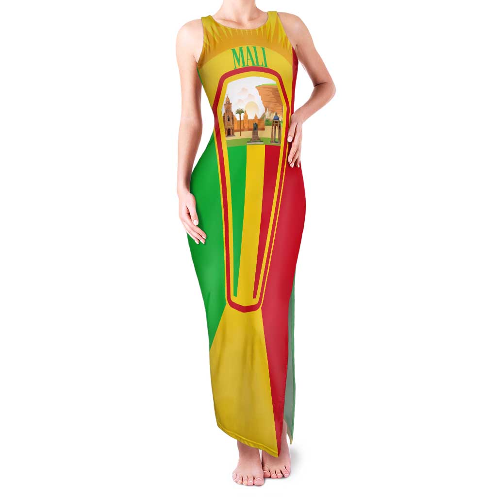 Mali Landmarks Family Matching Tank Maxi Dress and Hawaiian Shirt Cultural Patterns & Famous Tourist Destinations
