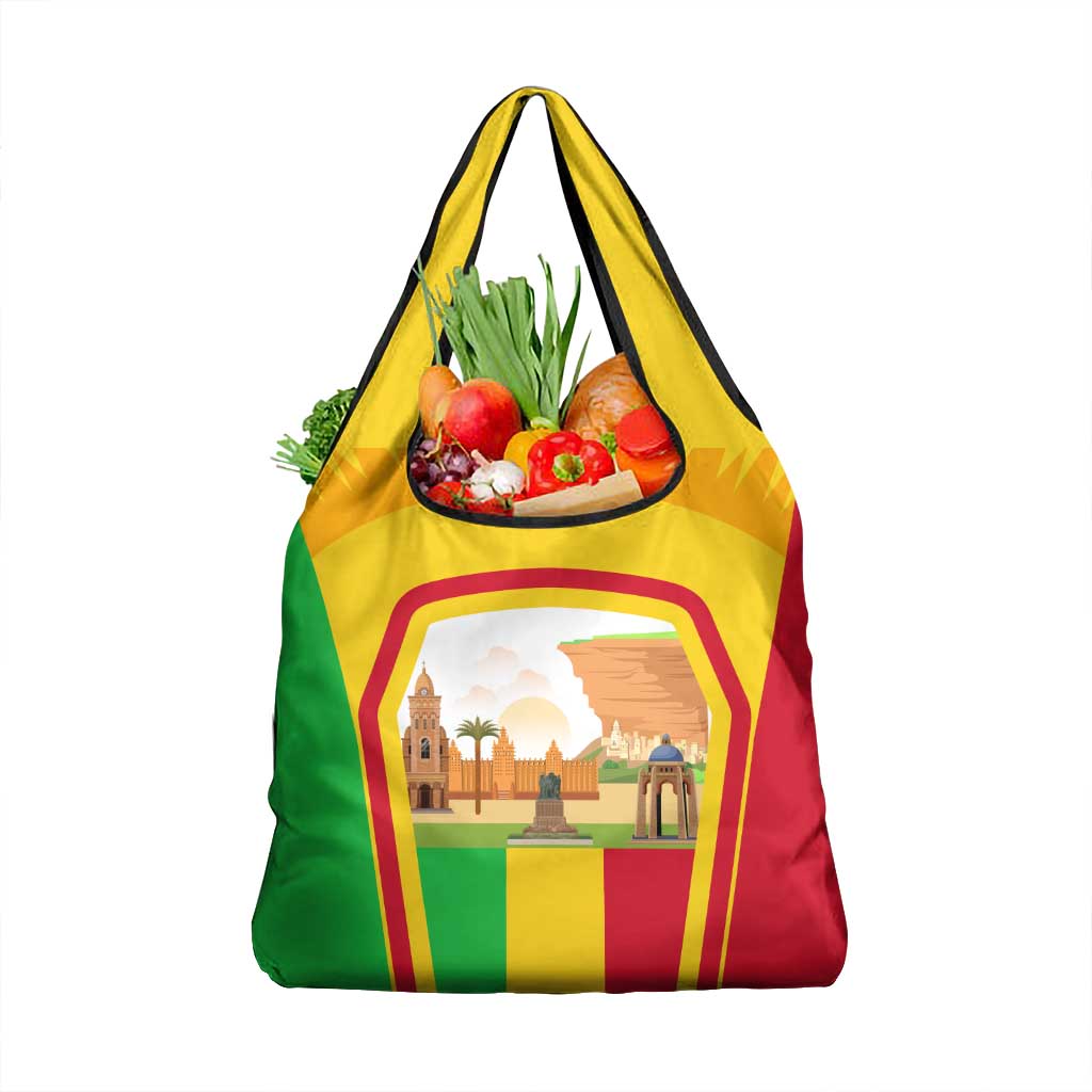 Mali Landmarks Grocery Bag Cultural Patterns & Famous Tourist Destinations
