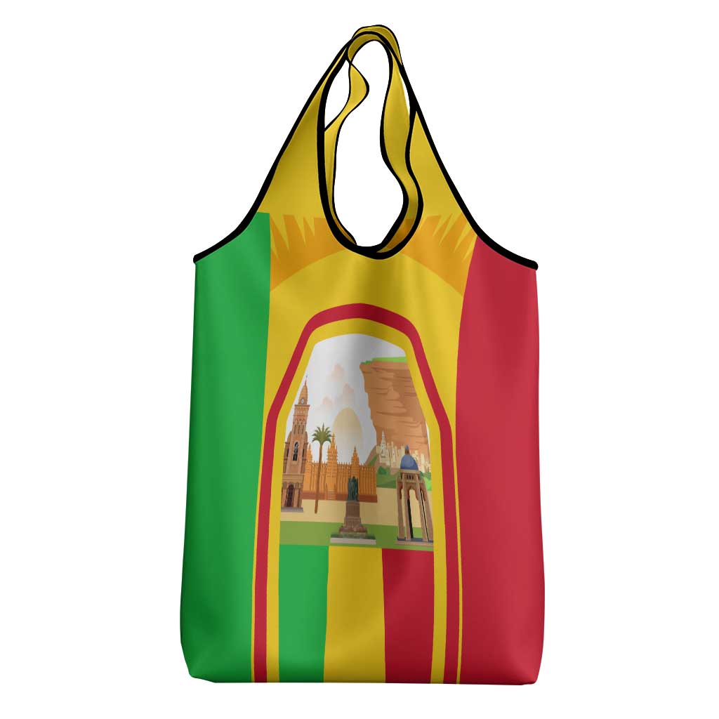 Mali Landmarks Grocery Bag Cultural Patterns & Famous Tourist Destinations
