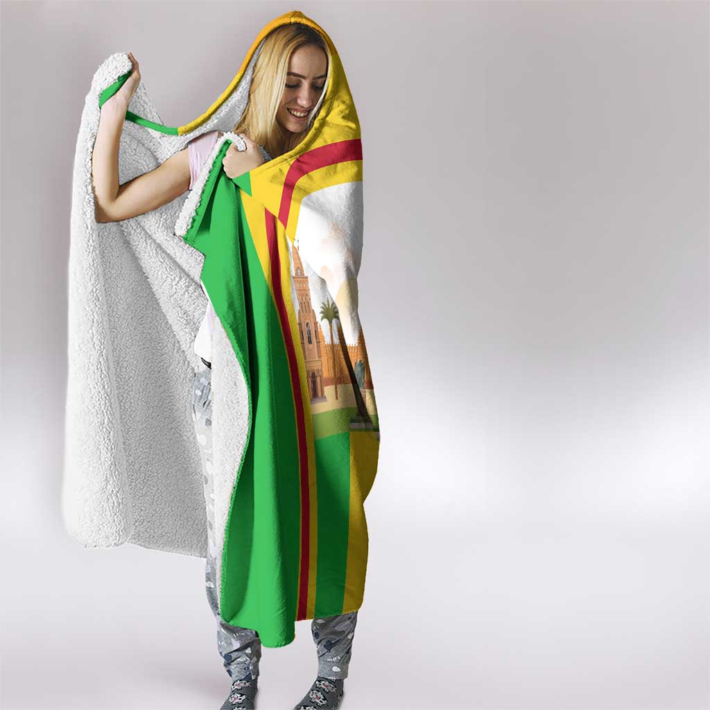 Mali Landmarks Hooded Blanket Cultural Patterns & Famous Tourist Destinations