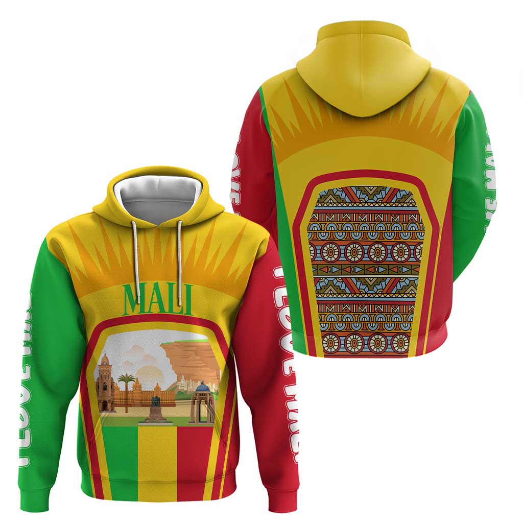 Mali Landmarks Hoodie Cultural Patterns & Famous Tourist Destinations