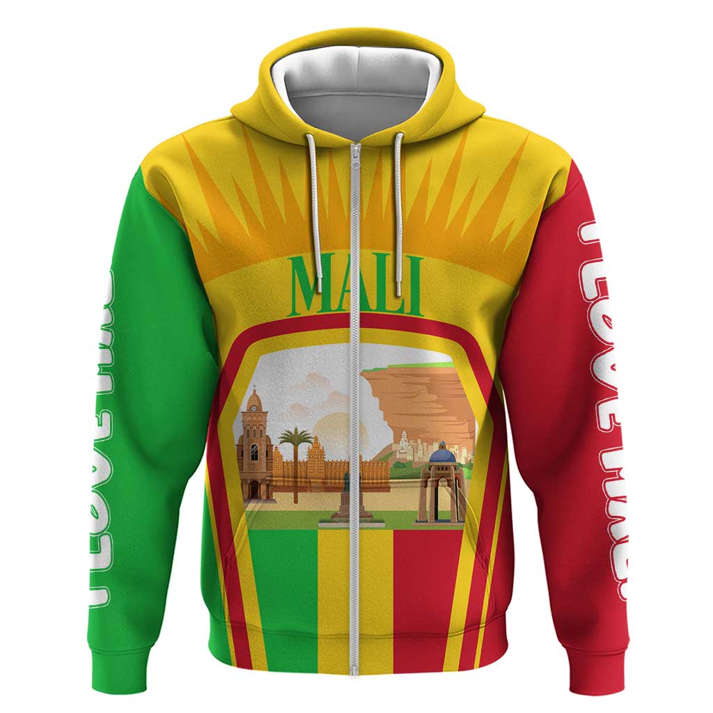 Mali Landmarks Hoodie Cultural Patterns & Famous Tourist Destinations