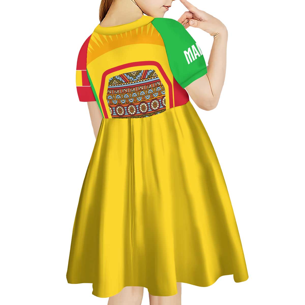 Mali Landmarks Kid Short Sleeve Dress Cultural Patterns & Famous Tourist Destinations