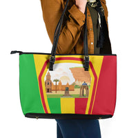 Mali Landmarks Leather Tote Bag Cultural Patterns & Famous Tourist Destinations