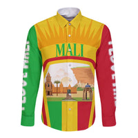 Mali Landmarks Long Sleeve Button Shirt Cultural Patterns & Famous Tourist Destinations