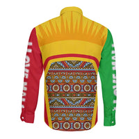 Mali Landmarks Long Sleeve Button Shirt Cultural Patterns & Famous Tourist Destinations