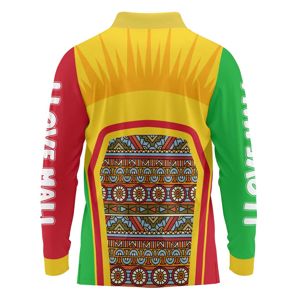 Mali Landmarks Long Sleeve Polo Shirt Cultural Patterns & Famous Tourist Destinations
