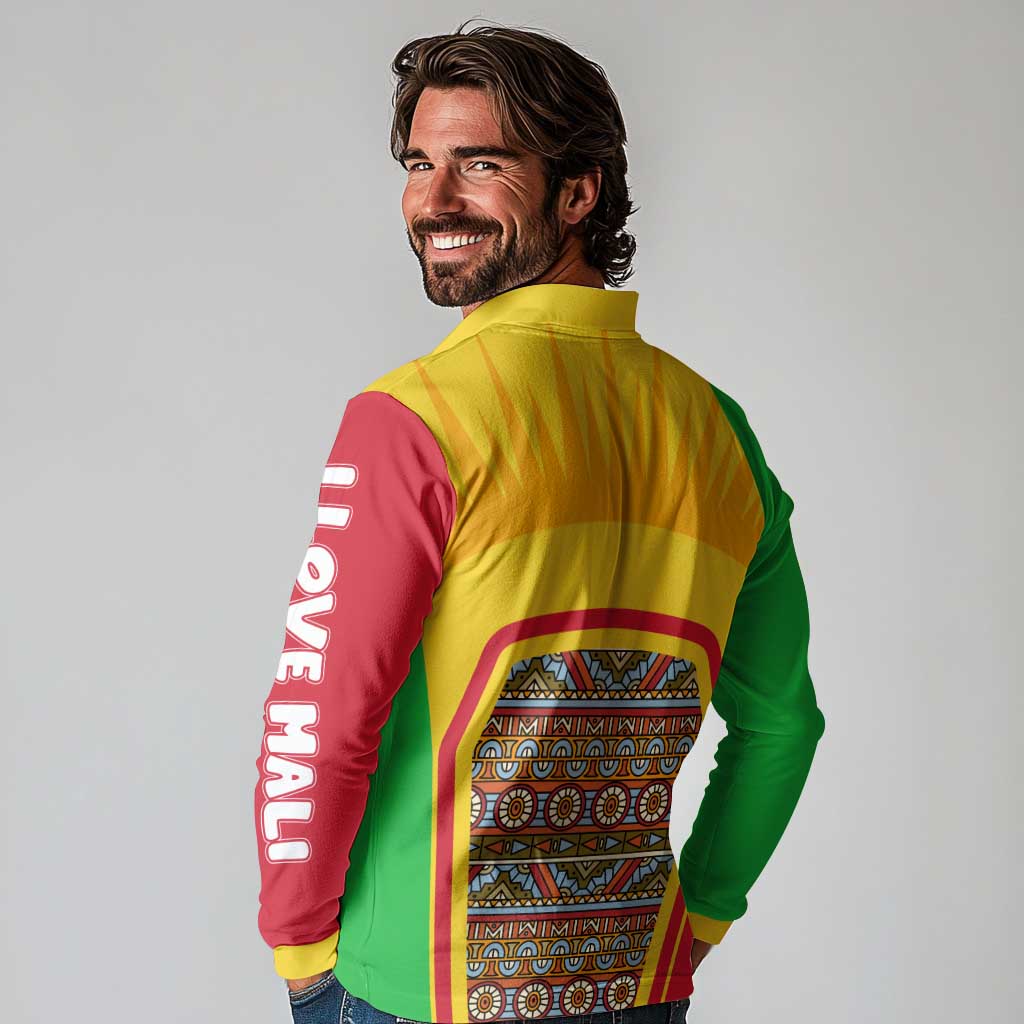Mali Landmarks Long Sleeve Polo Shirt Cultural Patterns & Famous Tourist Destinations