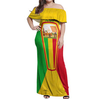 Mali Landmarks Off Shoulder Maxi Dress Cultural Patterns & Famous Tourist Destinations