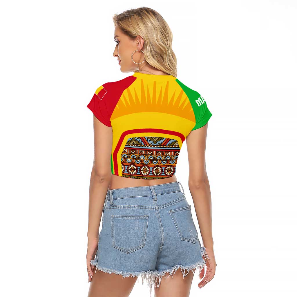 Mali Landmarks Raglan Cropped T Shirt Cultural Patterns & Famous Tourist Destinations