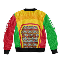 Mali Landmarks Sleeve Zip Bomber Jacket Cultural Patterns & Famous Tourist Destinations
