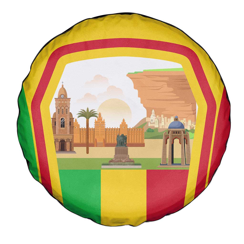 Mali Landmarks Spare Tire Cover Cultural Patterns & Famous Tourist Destinations