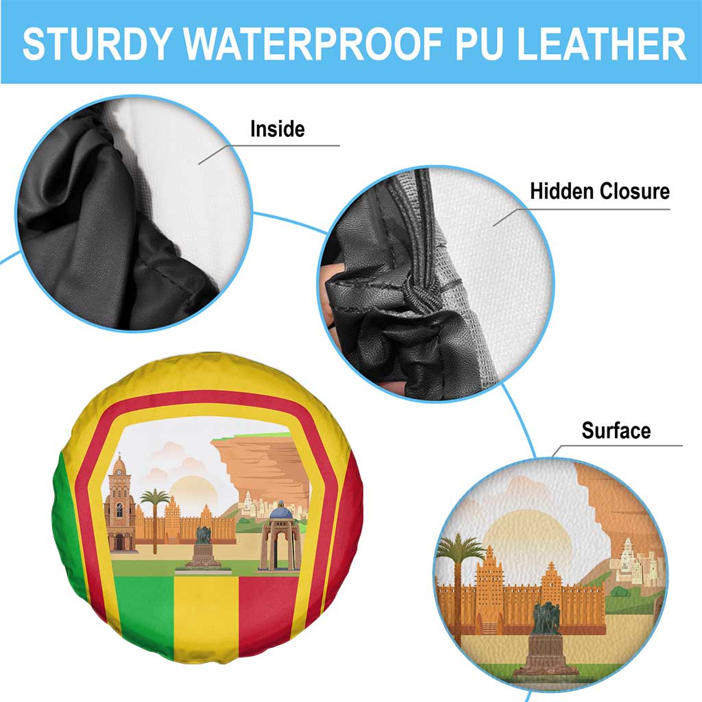 Mali Landmarks Spare Tire Cover Cultural Patterns & Famous Tourist Destinations