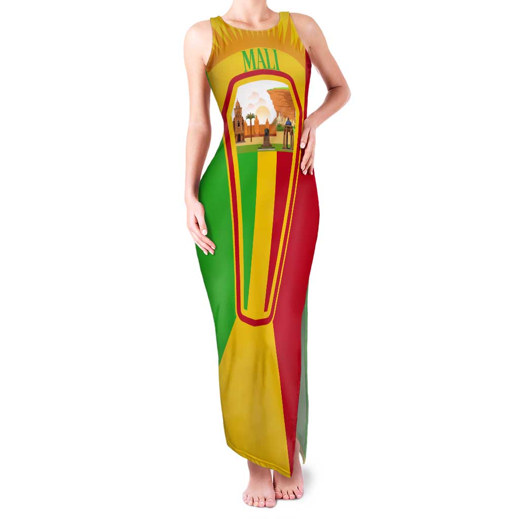 Mali Landmarks Tank Maxi Dress Cultural Patterns & Famous Tourist Destinations