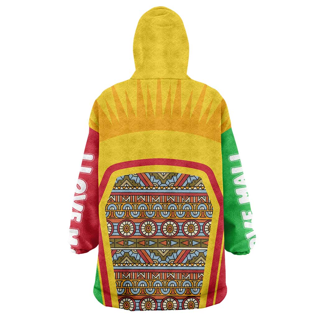 Mali Landmarks Wearable Blanket Hoodie Cultural Patterns & Famous Tourist Destinations