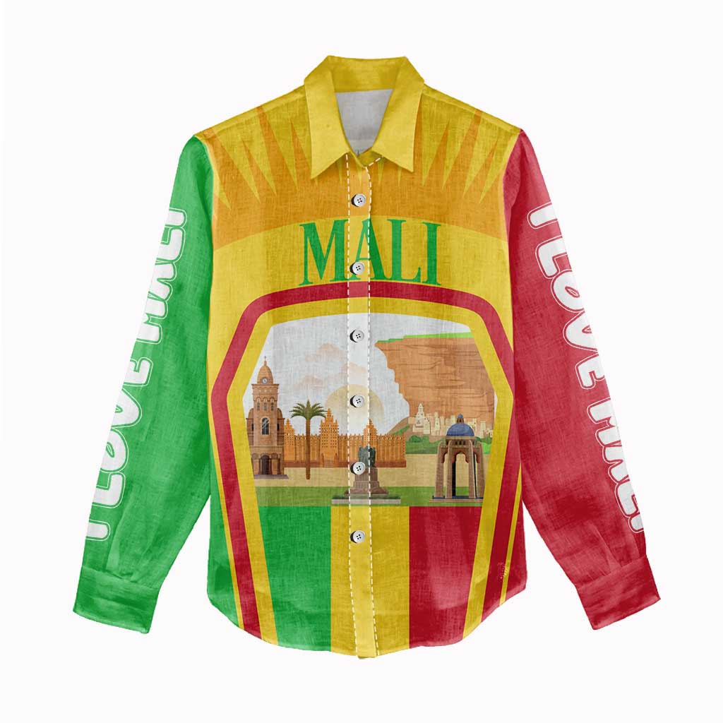 Mali Landmarks Women Casual Shirt Cultural Patterns & Famous Tourist Destinations