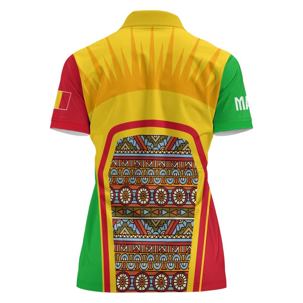 Mali Landmarks Women Polo Shirt Cultural Patterns & Famous Tourist Destinations