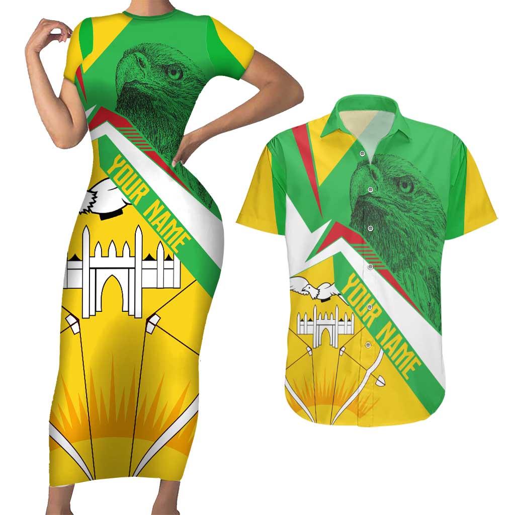 Mali Vulture Couples Matching Short Sleeve Bodycon Dress and Hawaiian Shirt National Emblem Details & Traditional Patterns