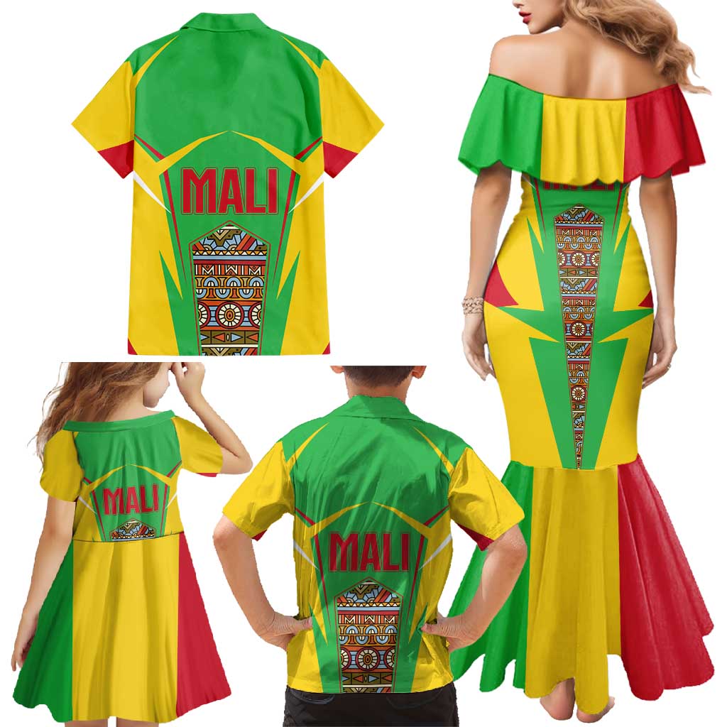 Mali Vulture Family Matching Mermaid Dress and Hawaiian Shirt National Emblem Details & Traditional Patterns