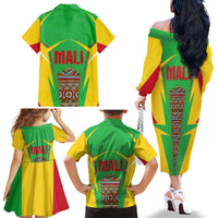 Mali Vulture Family Matching Off The Shoulder Long Sleeve Dress and Hawaiian Shirt National Emblem Details & Traditional Patterns