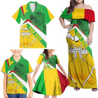 Mali Vulture Family Matching Off Shoulder Maxi Dress and Hawaiian Shirt National Emblem Details & Traditional Patterns