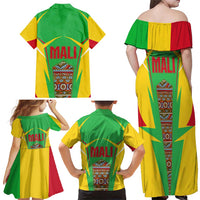 Mali Vulture Family Matching Off Shoulder Maxi Dress and Hawaiian Shirt National Emblem Details & Traditional Patterns