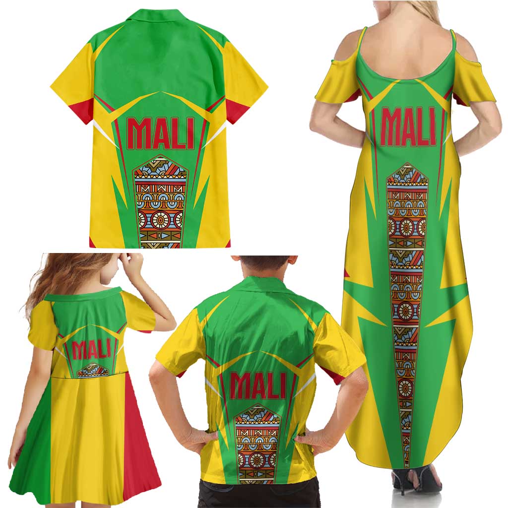 Mali Vulture Family Matching Summer Maxi Dress and Hawaiian Shirt National Emblem Details & Traditional Patterns