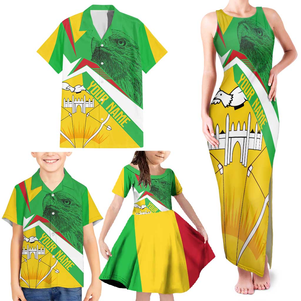 Mali Vulture Family Matching Tank Maxi Dress and Hawaiian Shirt National Emblem Details & Traditional Patterns