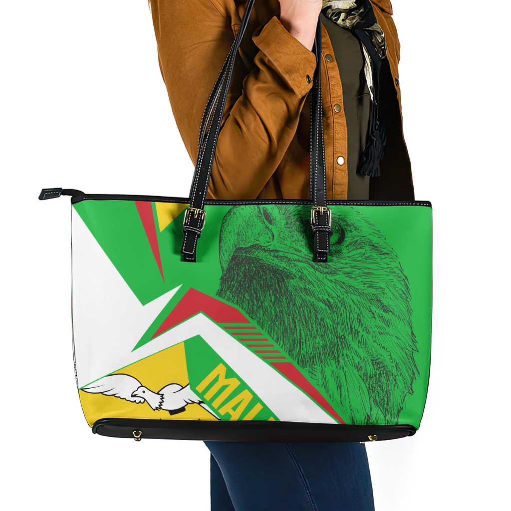 Mali Vulture Leather Tote Bag National Emblem Details & Traditional Patterns