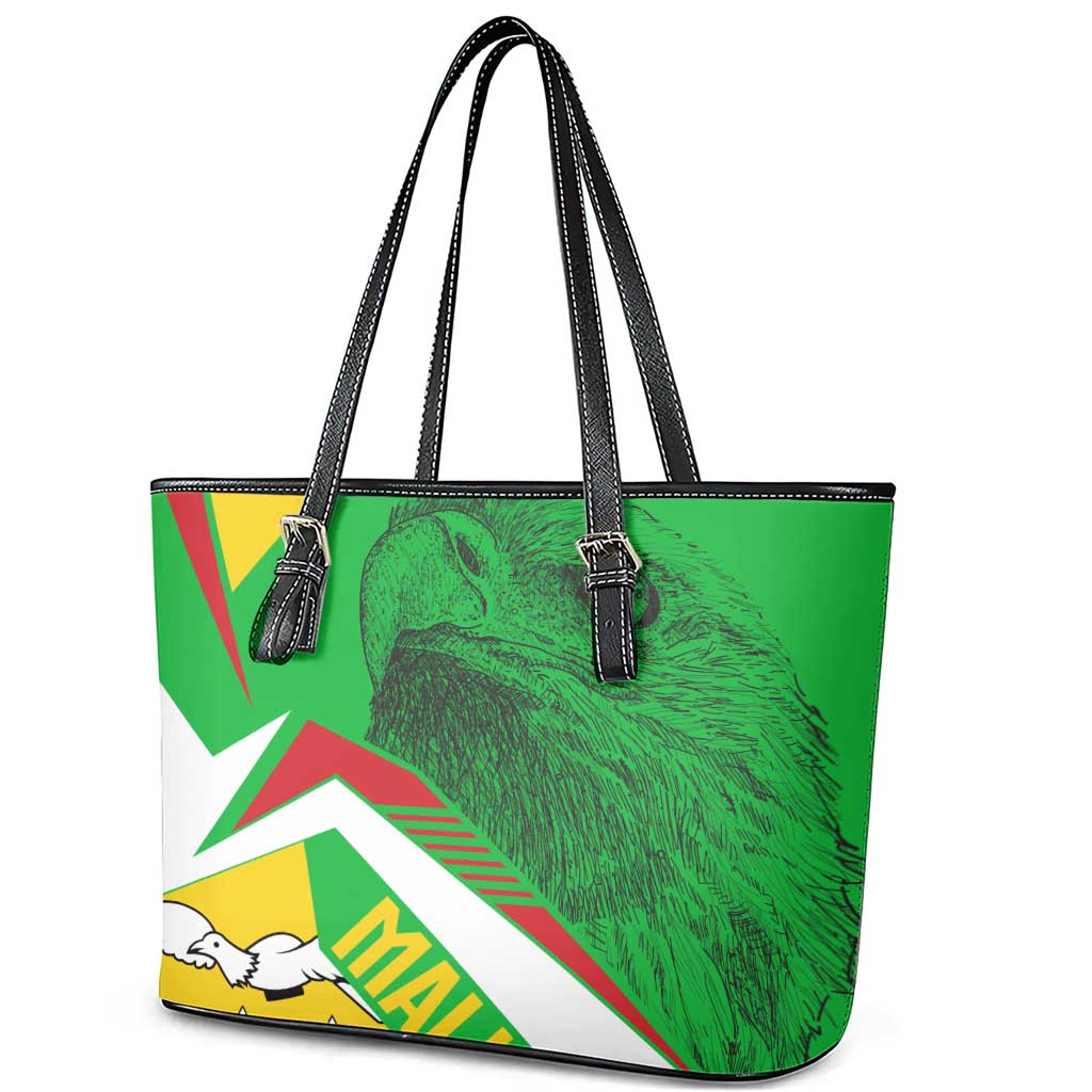 Mali Vulture Leather Tote Bag National Emblem Details & Traditional Patterns
