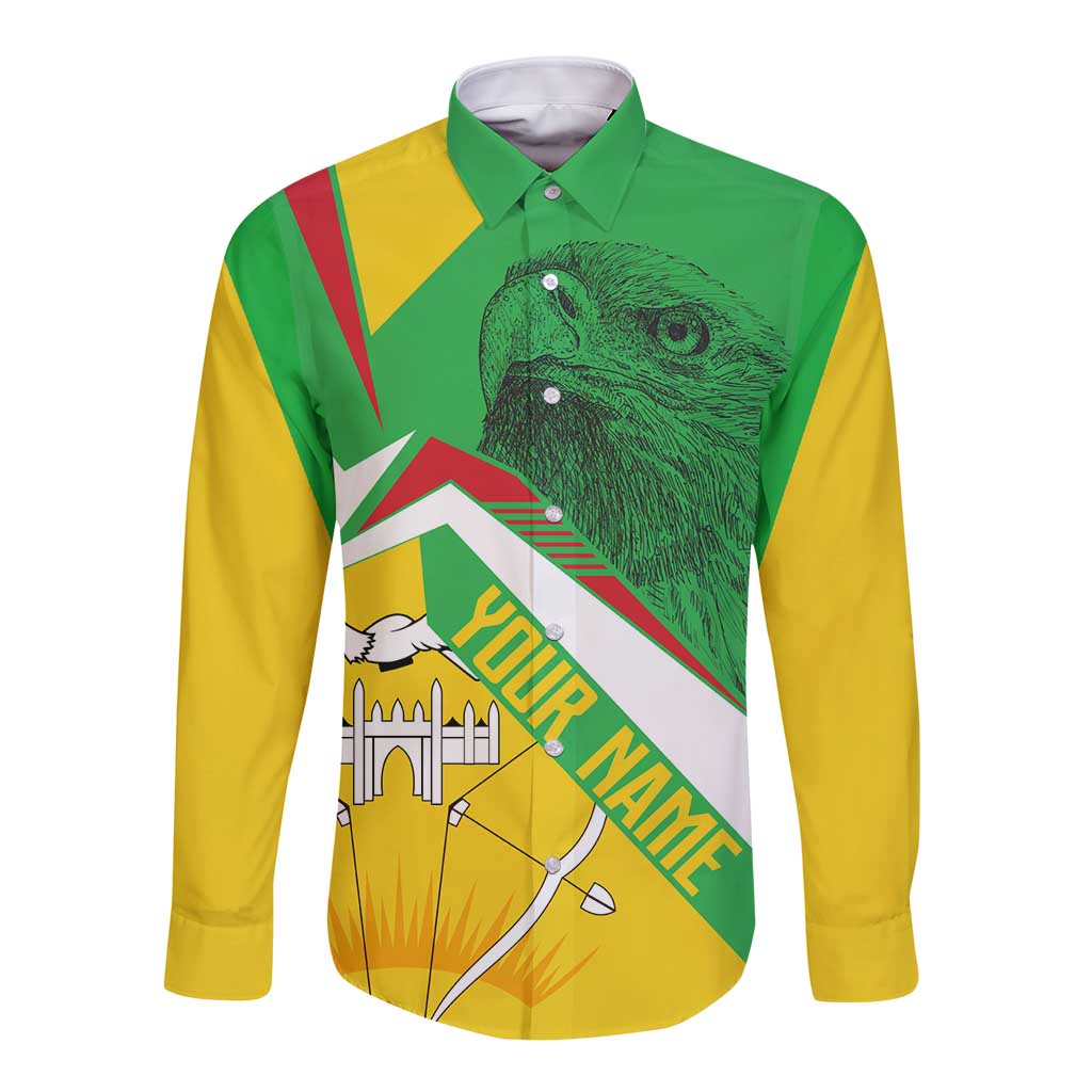 Mali Vulture Long Sleeve Button Shirt National Emblem Details & Traditional Patterns
