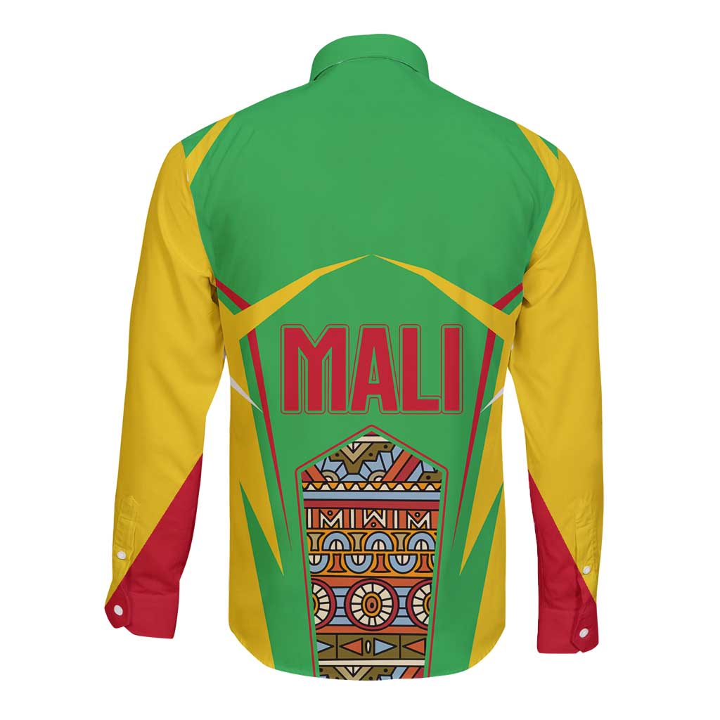 Mali Vulture Long Sleeve Button Shirt National Emblem Details & Traditional Patterns