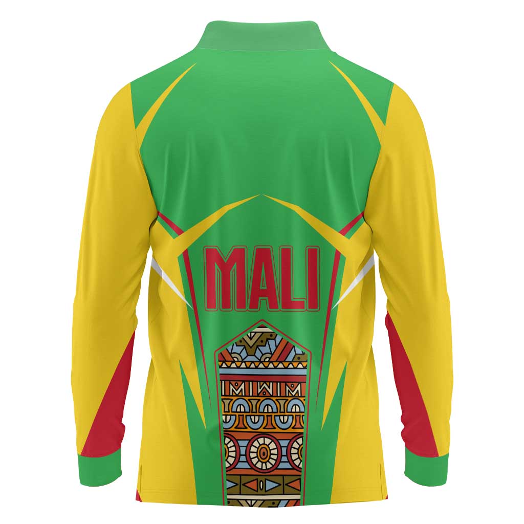 Mali Vulture Long Sleeve Polo Shirt National Emblem Details & Traditional Patterns