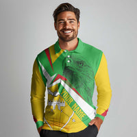 Mali Vulture Long Sleeve Polo Shirt National Emblem Details & Traditional Patterns