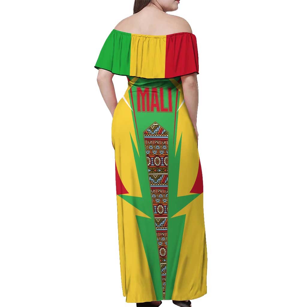 Mali Vulture Off Shoulder Maxi Dress National Emblem Details & Traditional Patterns