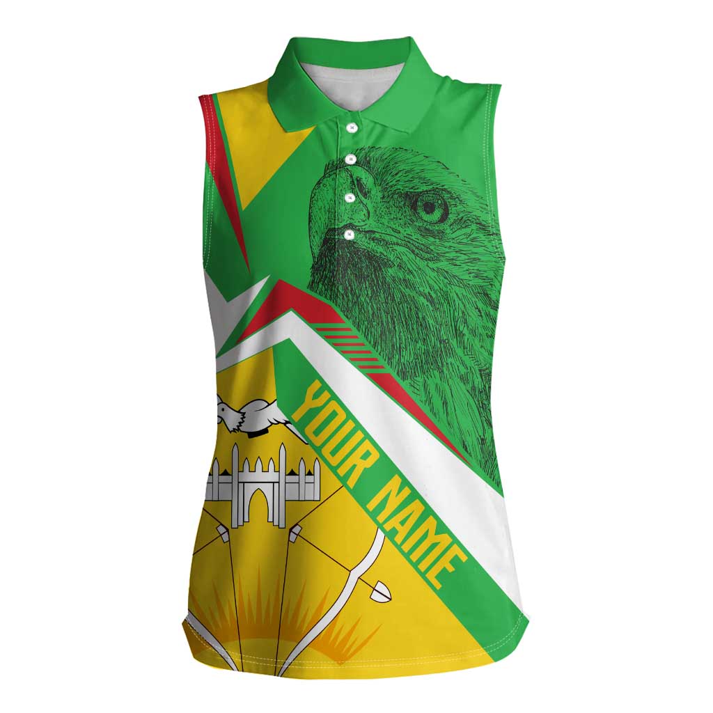 Mali Vulture Women Sleeveless Polo Shirt National Emblem Details & Traditional Patterns