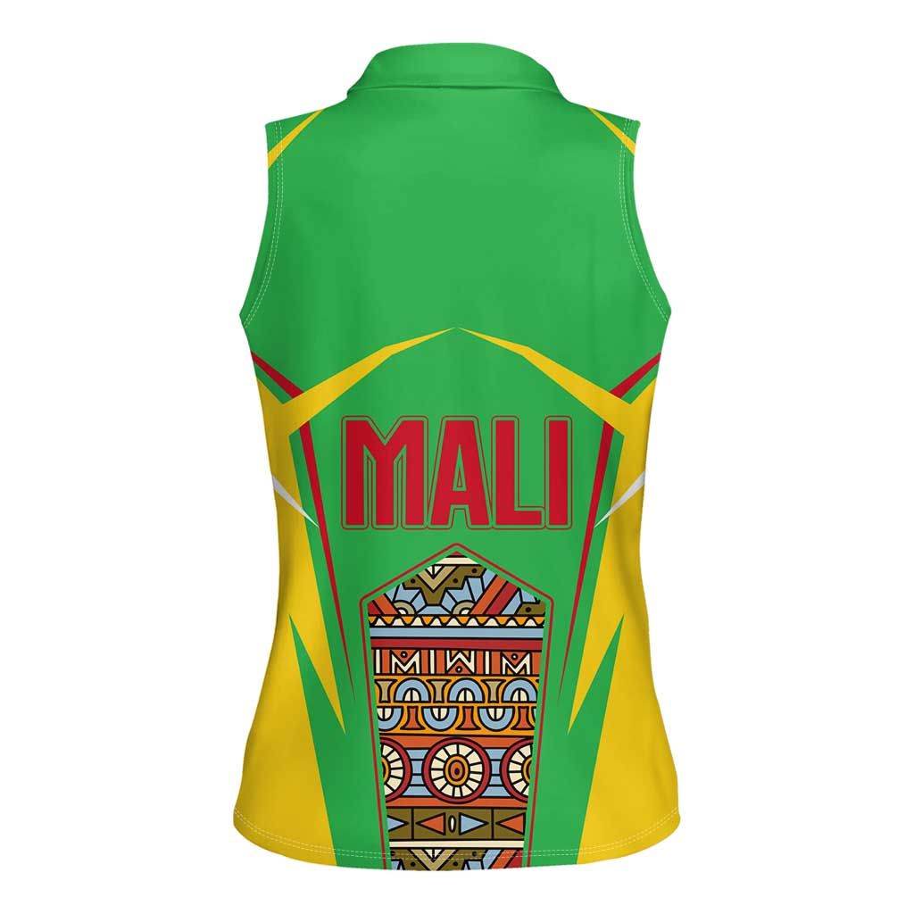 Mali Vulture Women Sleeveless Polo Shirt National Emblem Details & Traditional Patterns