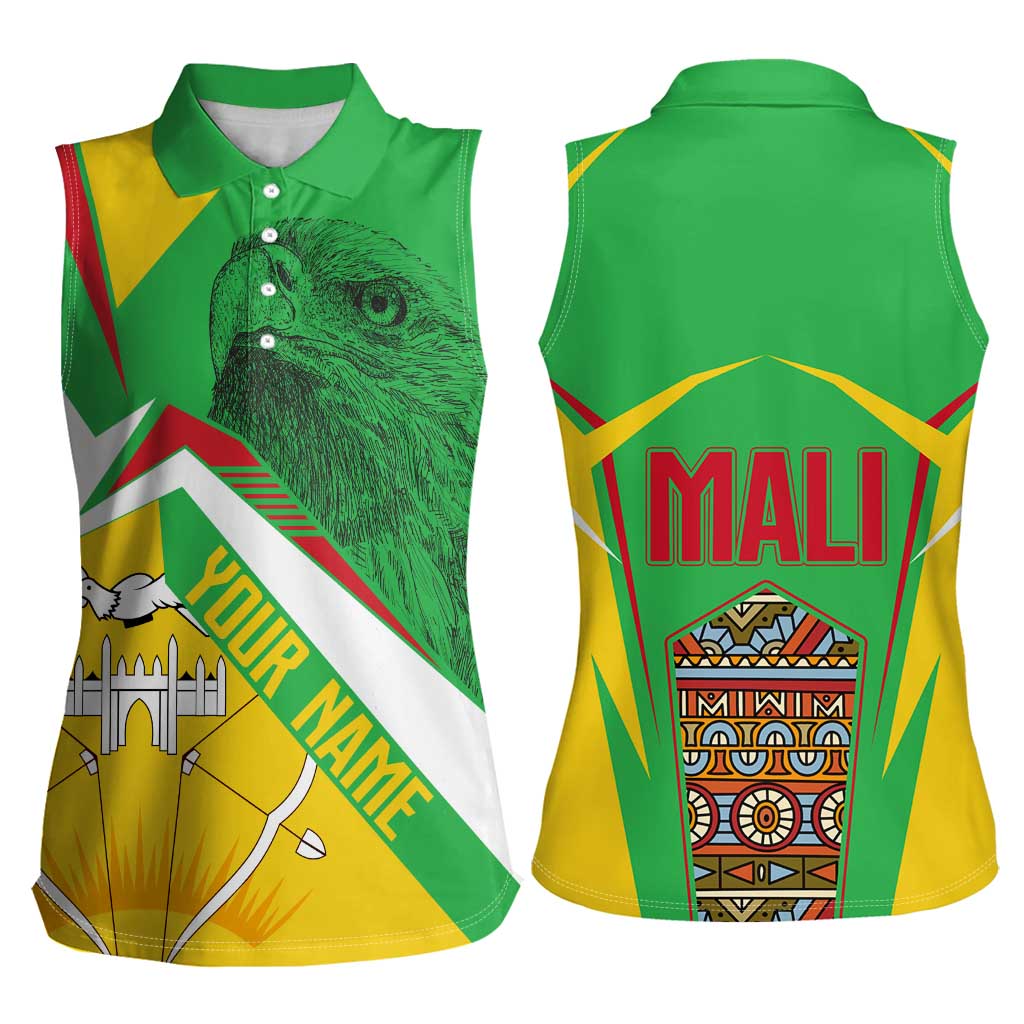 Mali Vulture Women Sleeveless Polo Shirt National Emblem Details & Traditional Patterns