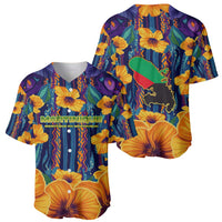 Martinique Map and Hibiscus Baseball Jersey Island Silhouette with Tribal Stripe Accents