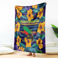 Martinique Map and Hibiscus Blanket Island Silhouette with Tribal Stripe Accents