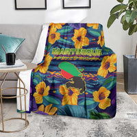 Martinique Map and Hibiscus Blanket Island Silhouette with Tribal Stripe Accents