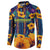 Martinique Map and Hibiscus Button Sweatshirt Island Silhouette with Tribal Stripe Accents