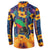 Martinique Map and Hibiscus Button Sweatshirt Island Silhouette with Tribal Stripe Accents