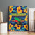 Martinique Map and Hibiscus Canvas Wall Art Island Silhouette with Tribal Stripe Accents